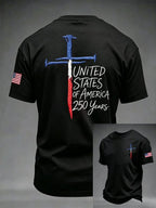 Men's Vintage Independence Day Eagle Flag Print Art T-shirt