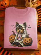 Dog Pumpkin Halloween Art Printed Sweatshirt
