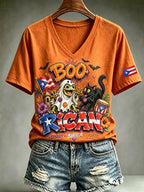 Women's Puerto Rico Halloween Print T-Shirt
