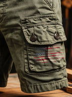 Men's Retro Outdoor Washed & Distressed Multi-Pocket Functional Cargo Shorts