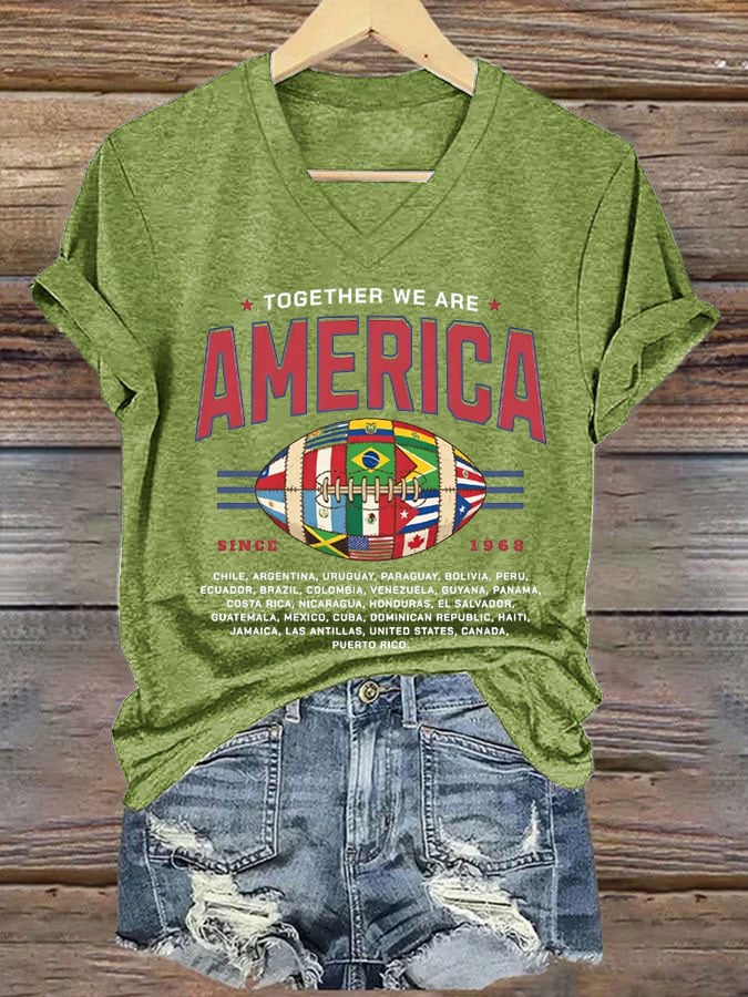 🔥🔥2nd 50% Off 🔥🔥Women's Casual TOGETHER WE ARE AMERICA Printed Short-Sleeve T-Shirt