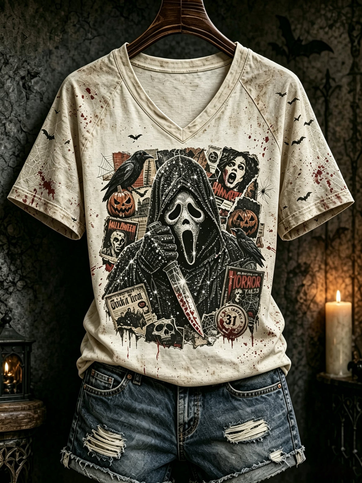 Women's Halloween Casual Art Printed T-shirt
