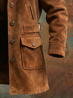 Men's Retro Suede Plush Patchwork Coat