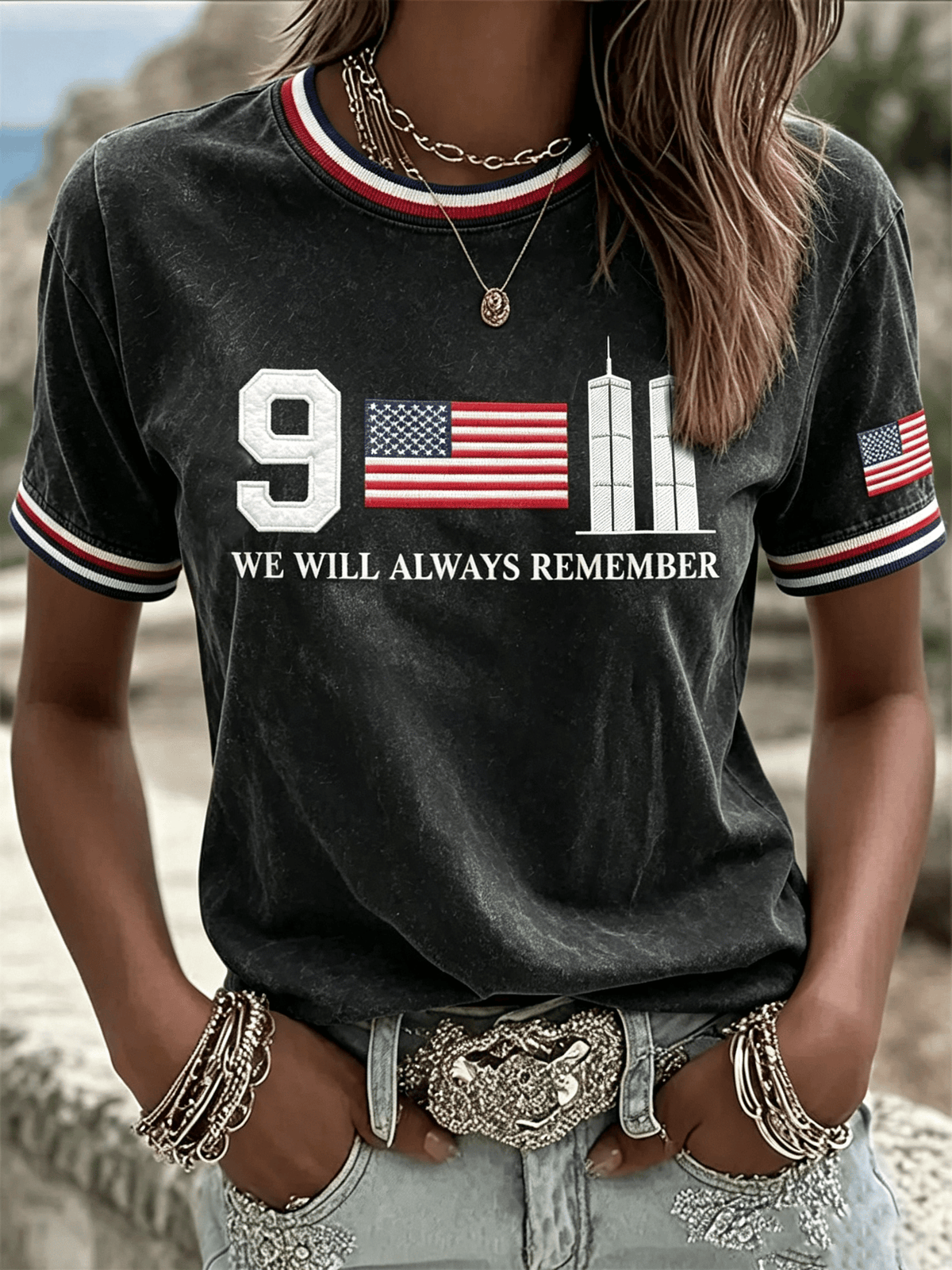 Women's 9.11 We Will Always Remember Printed T-shirt