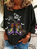 Women's Halloween If The Shoe Fits Printed Crew Neck Sweatshirt