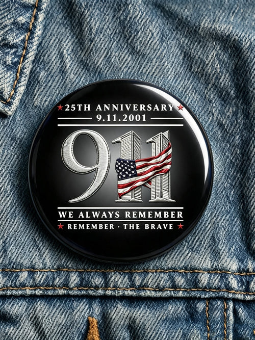 9/11 Memorial Printed Brooch