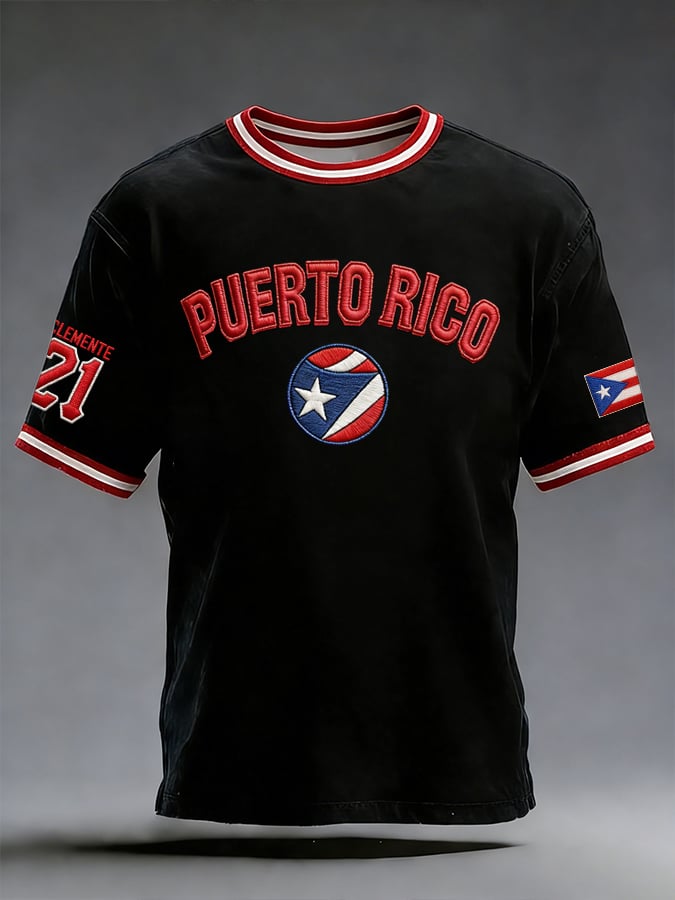 Men's Puerto Rico Baseball Fan Casual T-Shirt