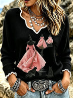 Women's Casual Retro Collar Frayed Edge Top