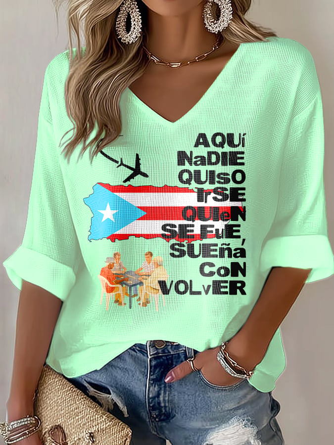 Puerto Rico colorful printed long sleeve top