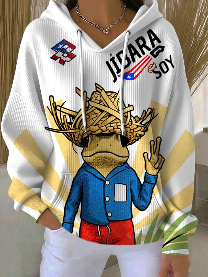 Puerto Rico Colored Casual Women's Hooded Printed Sweatshirt