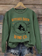 Women'S Halloween Witches Brew Est 1692 Wine Go Printed Sweatshirt