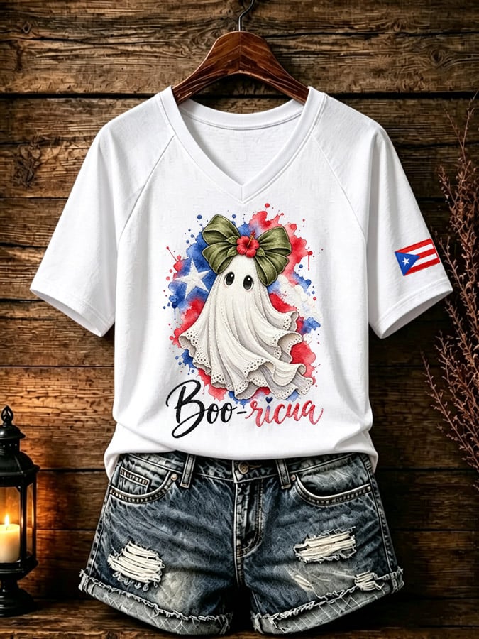 Women's Puerto Rico Halloween Print T-Shirt