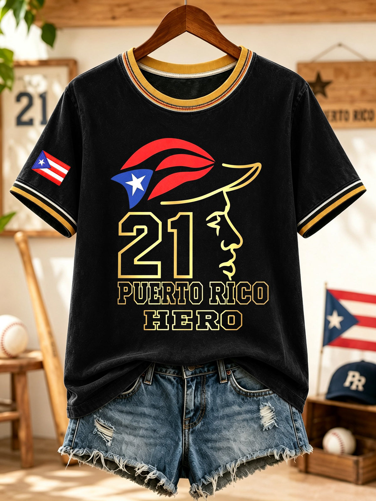 Women's Baseball Print T-shirt