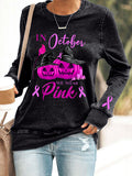 Women's In October We Wear Pink Print Crew Neck Sweatshirt