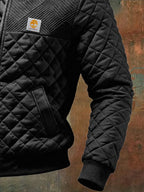 Men's Retro Quilted Patchwork Knit Jacquard Multi-Pocket Outdoor Jacket