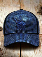 Unisex Retro Commemorative Baseball Cap: "King of Pop" Faux-Sequin Print Edition