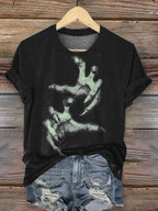 Women's Retro Halloween Print Crew Neck T-Shirt