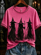 Women's Halloween Witch Print T-shirt