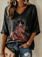 Women's Halloween Witch Print Shirt