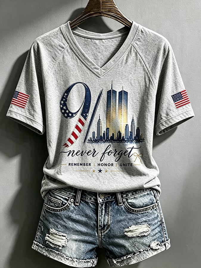 Women's  Retro  9.11 Never Forget Print T-shirt