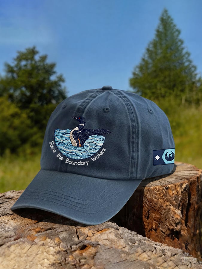 Retro Save The Boundary Waters Mn State Loon Print Baseball Cap