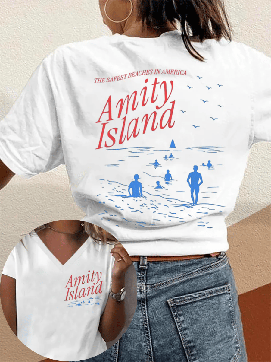 Women's Amity Island 1975 Printed Short-Sleeved T-Shirt