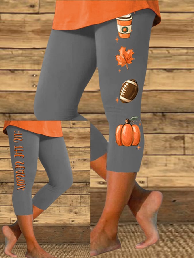 Women's Tis The Season Football Print Casual Leggings