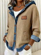 Women'S Casual Loose Patchwork Contrast Color Jacket