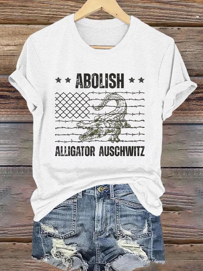Women's Alligator Auschwitz Printed Short-Sleeved T-Shirt