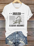 Women's Alligator Auschwitz Printed Short-Sleeved T-Shirt