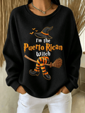 Women's Halloween in Puerto Rico Print Waffle-Knit Top