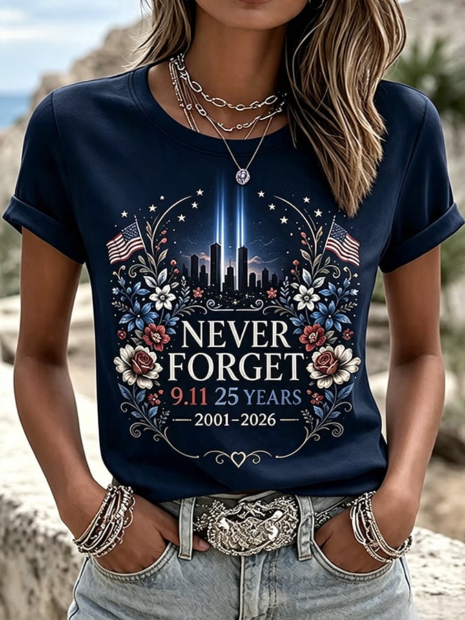 Women's 9.11 Never Forget Printed Casual Tops
