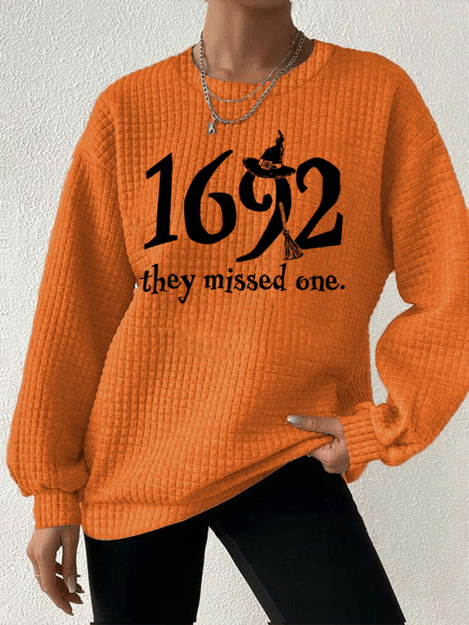 Women's 1692 They Missed One Round Neck Waffle Sweatshirt