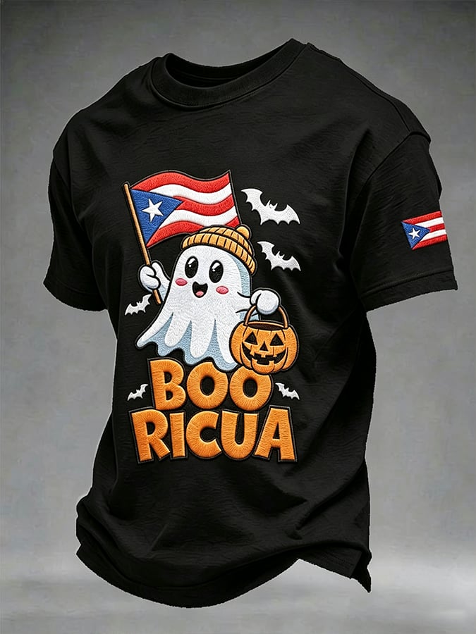 Men's Puerto Rico Halloween Printed Short-Sleeve T-Shirt