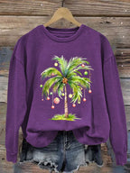 Women'S Casual Christmas Palm Tree Printed Long Sleeve Sweatshirt
