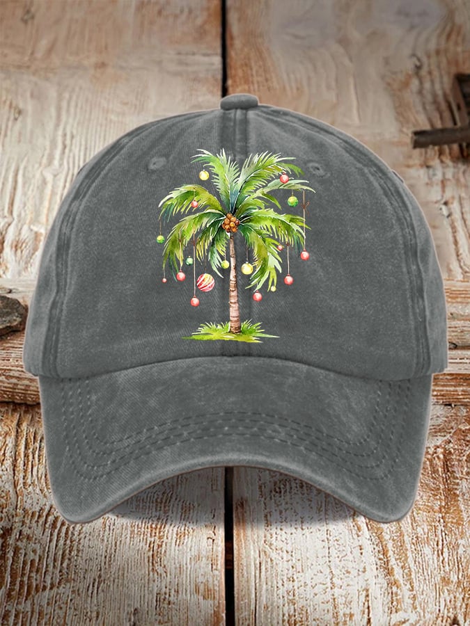 Women's Casual Christmas Palm Tree Print Baseball Cap
