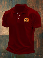 Men's casual Halloween pumpkin polo shirt