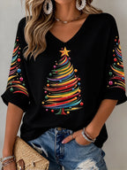 Women's Casual Printed Waffle Top