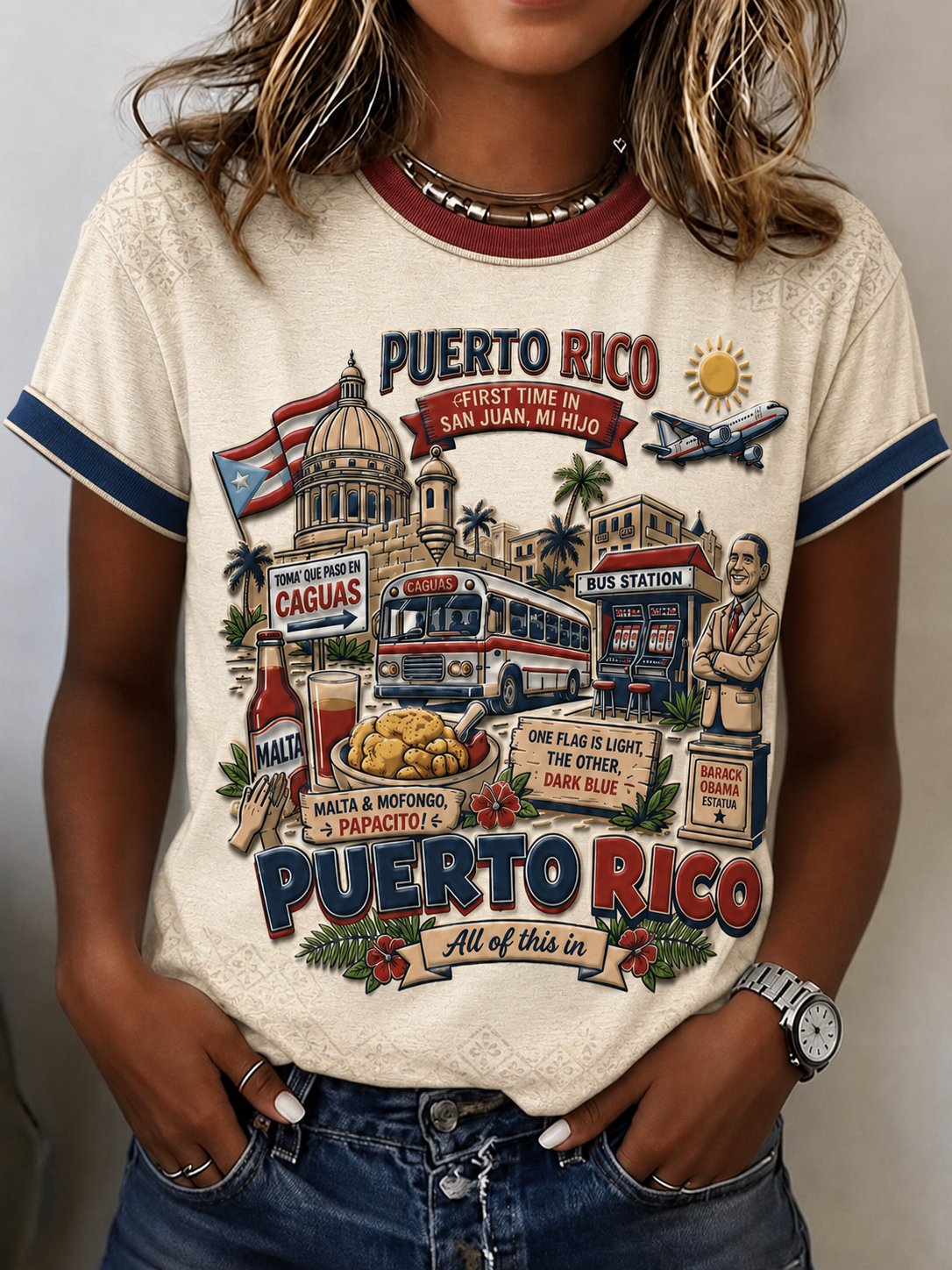 Women's Puerto Rico Pride Art Printed T-shirt
