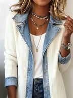 Women'S Casual Lapel Contrast Color Stitching Jacket