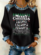 Retro Merry Christmas String Lights Upside Down Print Sweatshirt