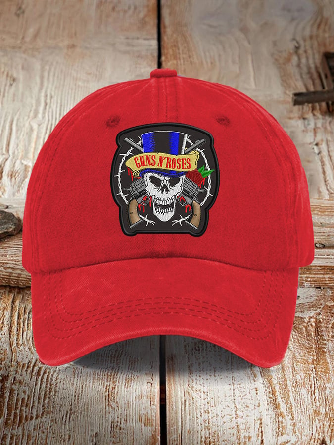 Retro Rock Roses Print Baseball Cap