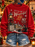 🔥🔥2nd 50% Off 🔥🔥Women's It's A Wonderful Life Christmas Print Casual Sweatshirt