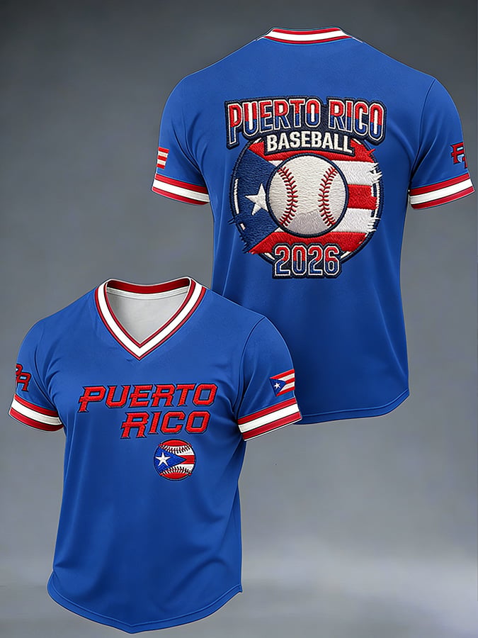 Men's Baseball Print Casual T-Shirt