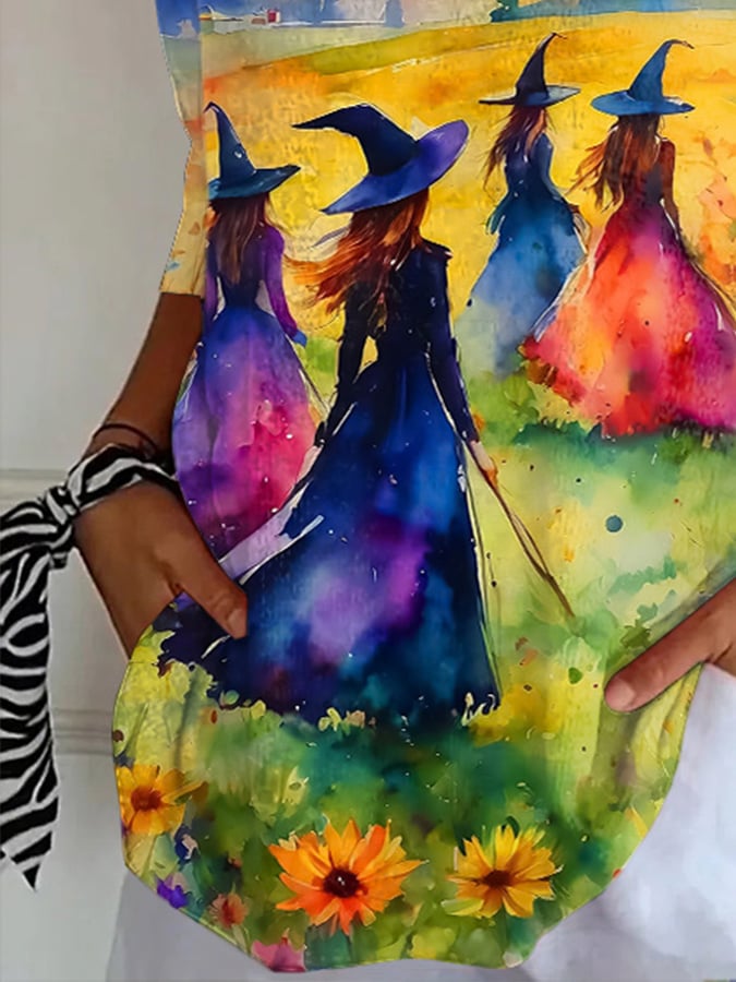 Women's Halloween Witch Print Top