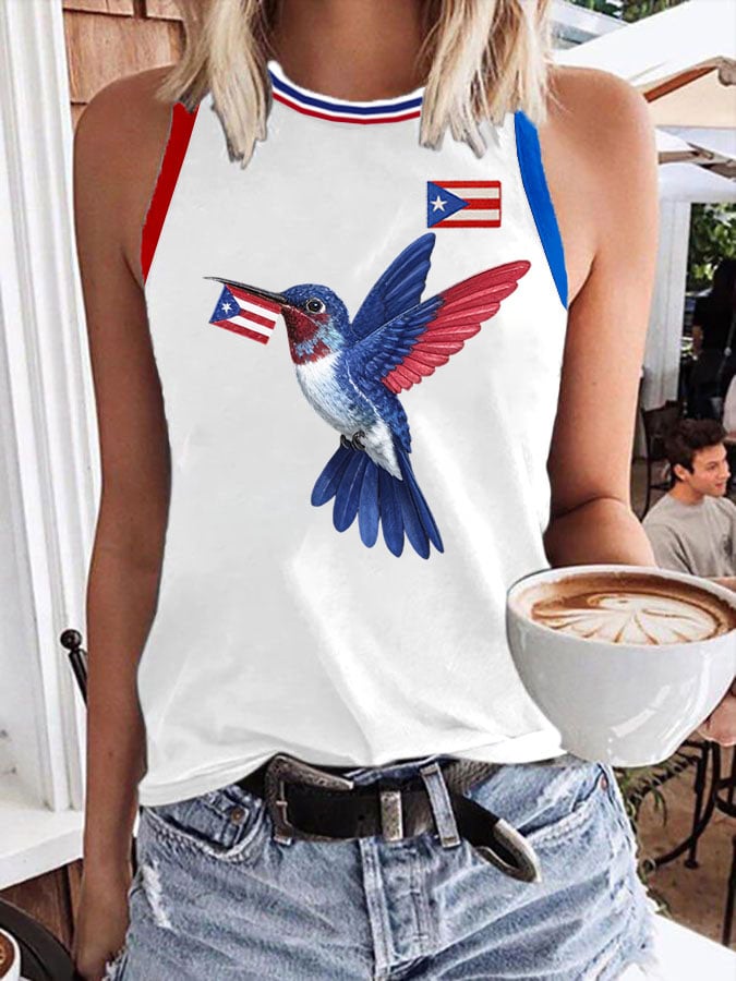 Women'S Casual Color-Blocked Printed Vest