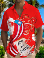 Puerto Rico Singer Beach Print Short Sleeve Shirts