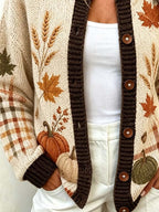 Women'S Casual Maple Leaf Knit Cardigan