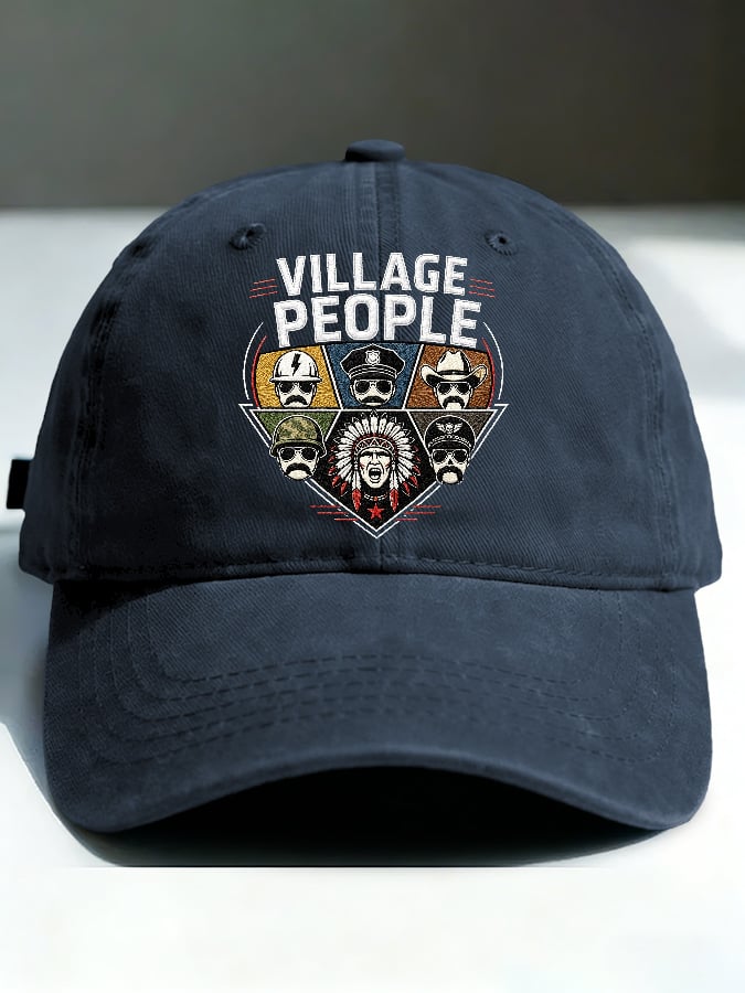 Retro Village Print Baseball Cap