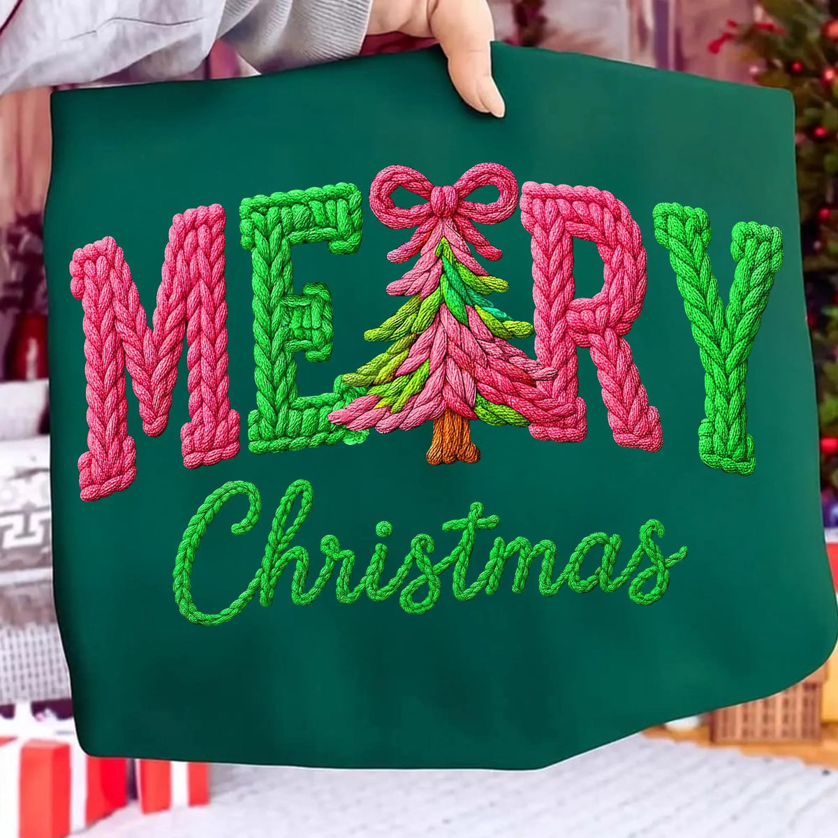 Faux Yarn Merry Christmas Art Print Sweatshirt